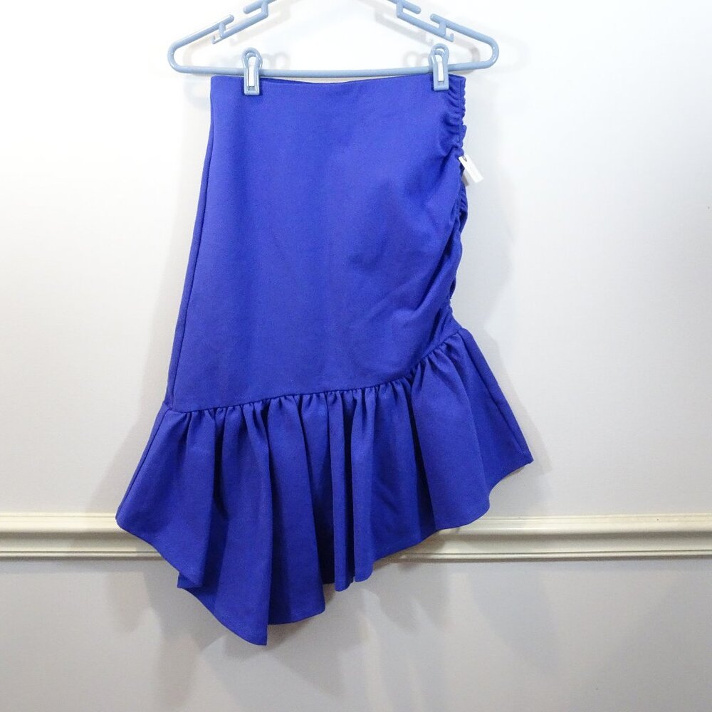 Maeve Anthropologie Ruffle Midi Skirt Slim Flounce Purple Size XS NEW Trumpet